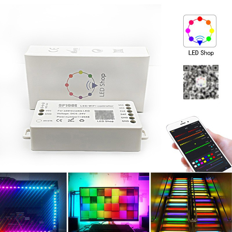 RGB-styrenheter SP108E SP107E SP105E SP110E DC5V-24V WS2812B WS2811/WS2813 Magic LED-band Digital färgglada musikkontroller Pixlar