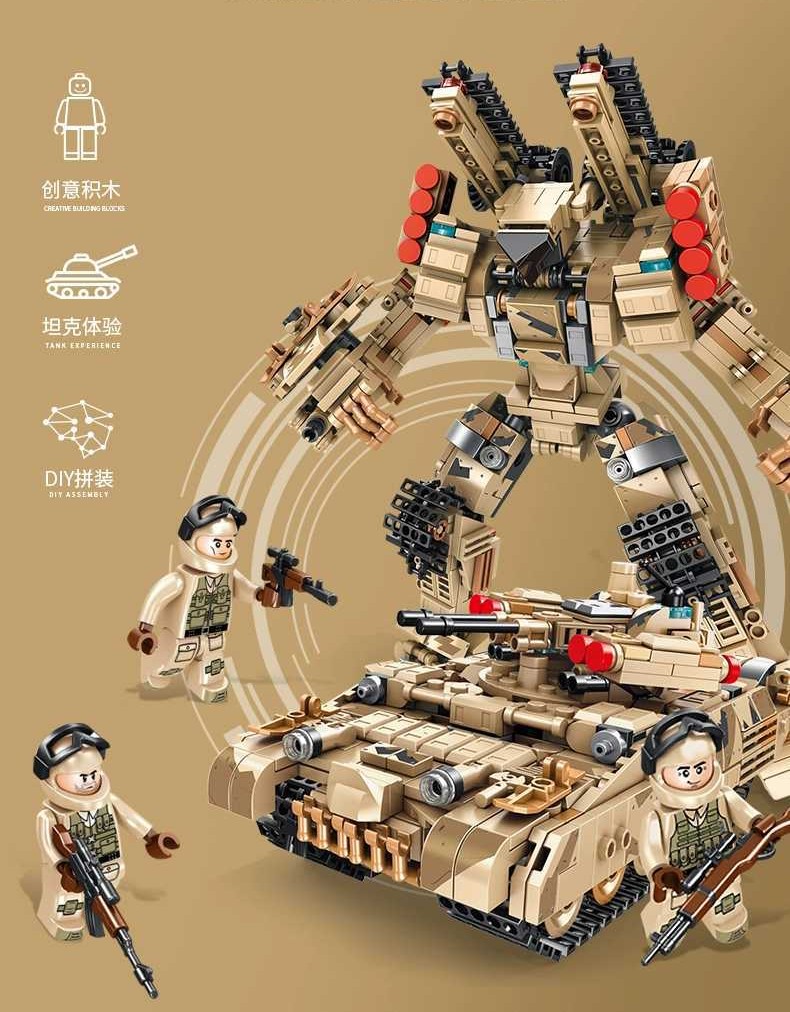 wholesale Blocs en carton Terminator Tank technique Bloc Transformateurs Jouet Robot Assemblé Jouets cadeaux de Noël pour garçon de 6 ans