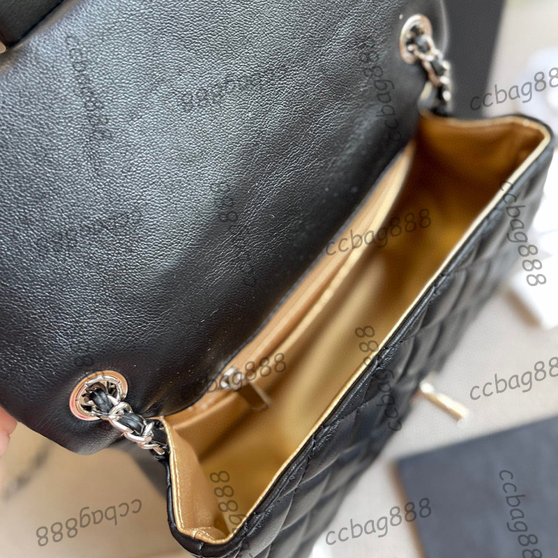 Womens Cross Body Shoulder Bags Classic Mood Flap Quilted Purse Strass Ball Silver Metal Hardware Matelasse Chain Designer Handbags With Back Pouch 20X14CM