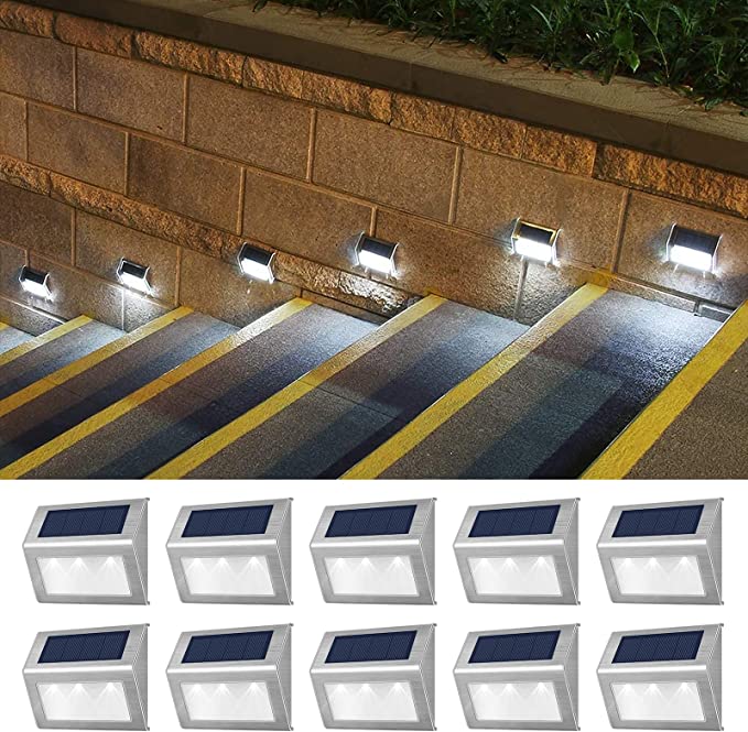 Luzes de convés solar com maior capacidade de bateria de 8 aço inoxidável LED LED LUZES SOLAR LUZES INFLUNHA DE BRANCO PROVIDO ABATO PARA PASSOS ESTADOS