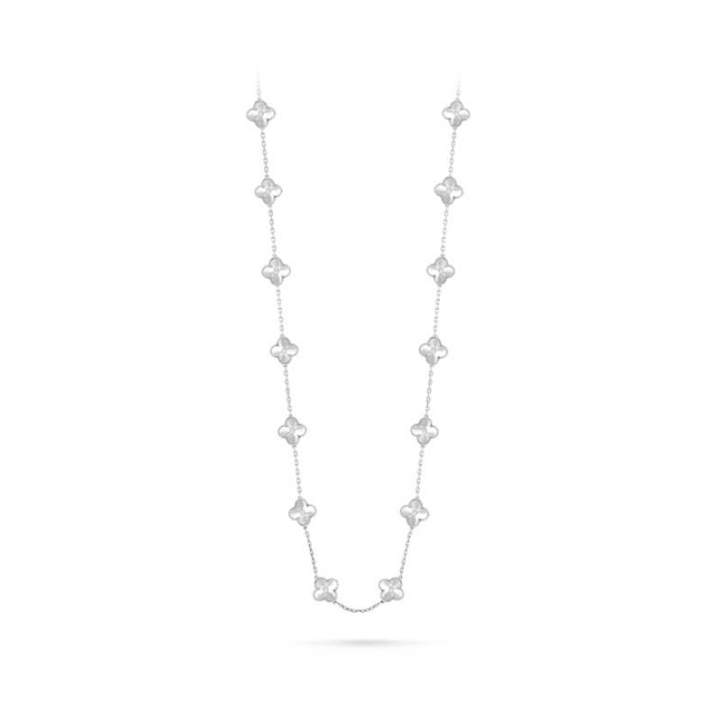 trèfle long collier iamond porte-bonheur cleef colliers bijoux de créateur pour les femmes fête cadeau de Noël marque lettre-V doré rose or193m