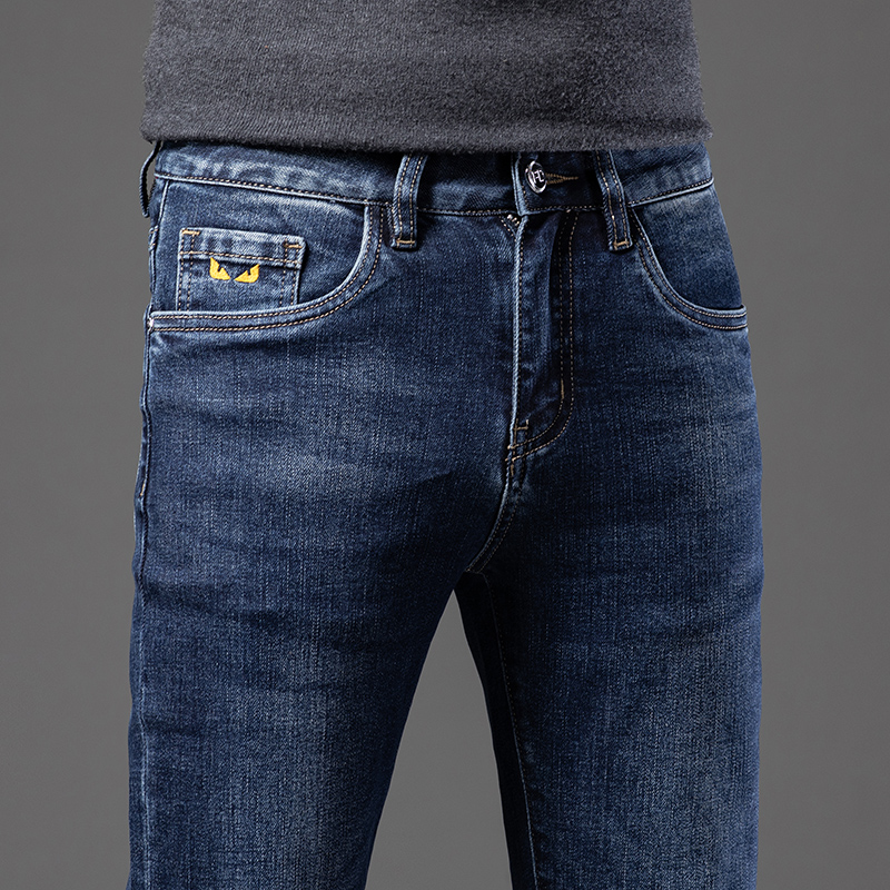 Nouveau JEANS chino Pantalons pantalons pour hommes Stretch Automne hiver jeans moulants pantalons en coton lavé droit affaires décontracté KF9921