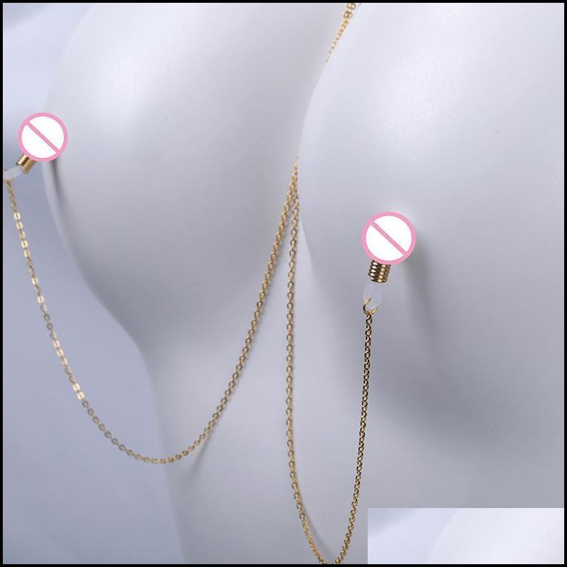 Chaînes Chaînes Collier oring au mamelon Circle Dist Day Collar avec chaîne Bijoux sexy bijoux de bijoux soumis