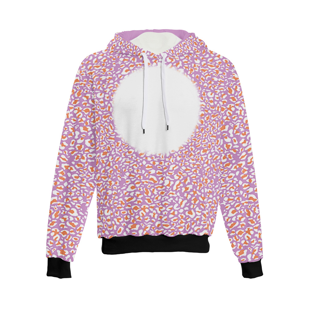 Sublimering tomt långärmad hoodie diy polyester värmeöverföring tryckning leopard tryck färger tröjor skjorta kläder oss storlekar för män kvinnor skräddarsydda b5