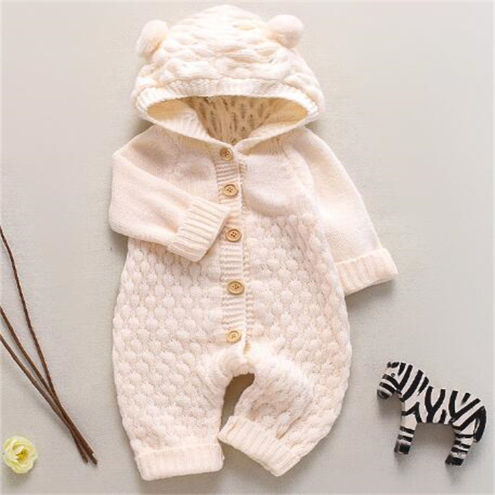 Bébé barboteuse à manches longues hiver chaud tricoté body enfants garçons filles combinaisons infantile enfant en bas âge pulls à capuche tenues automne vêtements pour enfants