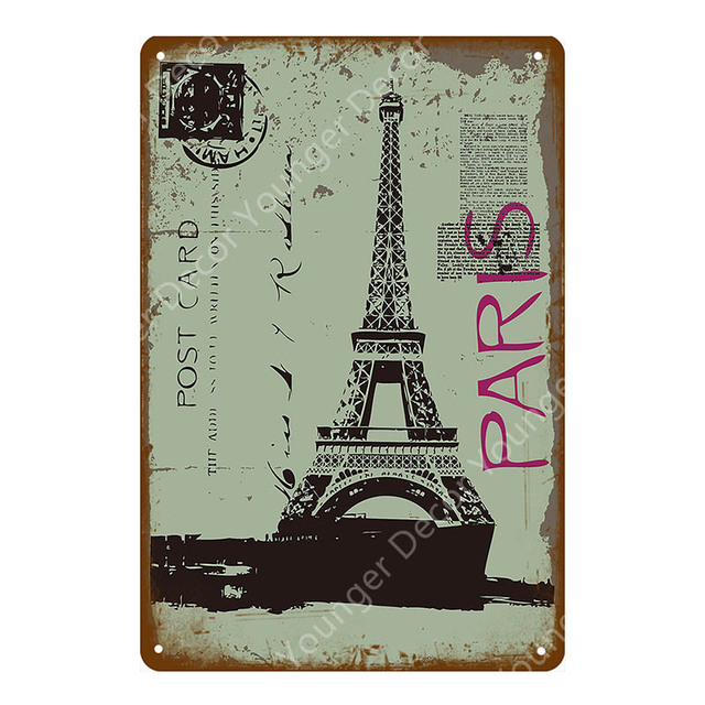 The USA Map Métal Peinture Londres Paris Rome Métal Signes Pays Plaque Pour Pub Bar Club Café Chambre Décoration de La Maison Stickers Muraux 20cmx30cm Woo