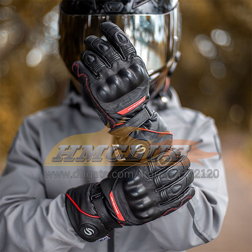 ST610防水電気加熱手袋モーターサイクルヤギ革風力防止暖かいコットンライナー冬のスキー保護男性XS-XXL