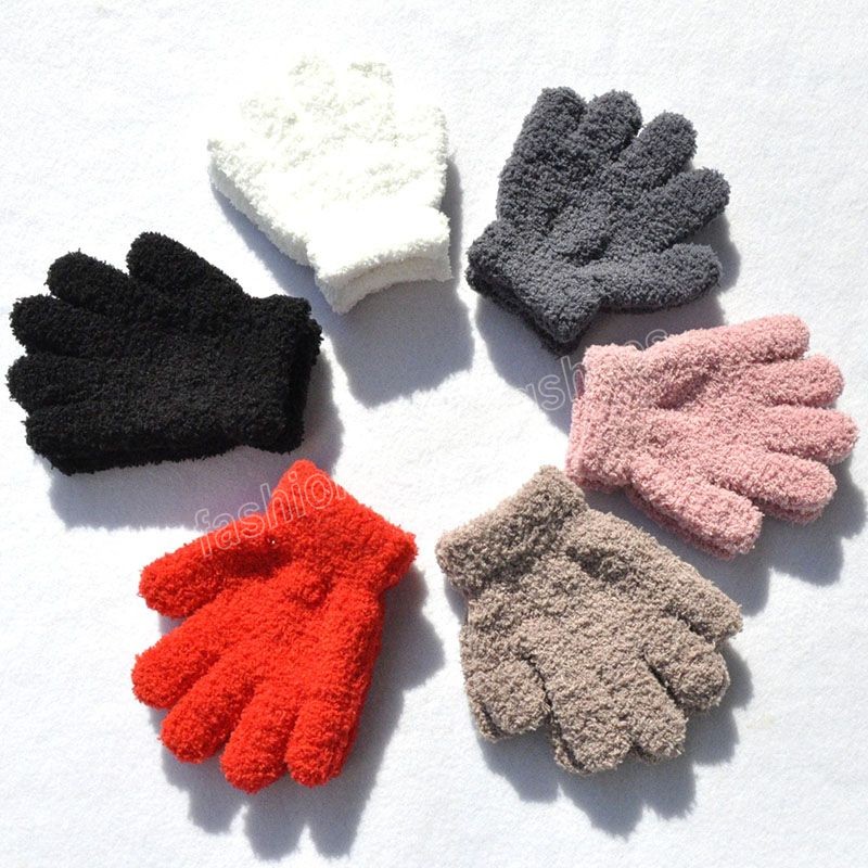 Теплые детские перчатки плюшевые дети девочки варежки с твердым утолщенным детский мальчик пушистый мягкий перчаток рождественский подарок 6 цветов