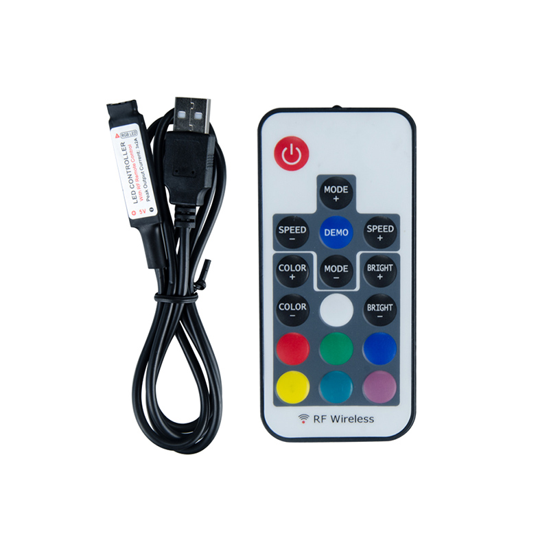 Controller RGB 5 V-24 V RF 17 tasti RGB LED Dimmer Interfaccia USB a 4 pin Applicabile alla striscia luminosa 5050 2835 3528