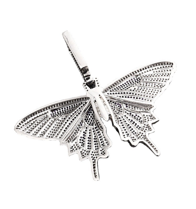New Hip hop CZ Butterfly Pendant Necklace for Men Vintage Titanium Steel Wedding Necklace Choker Jewelry Accessories