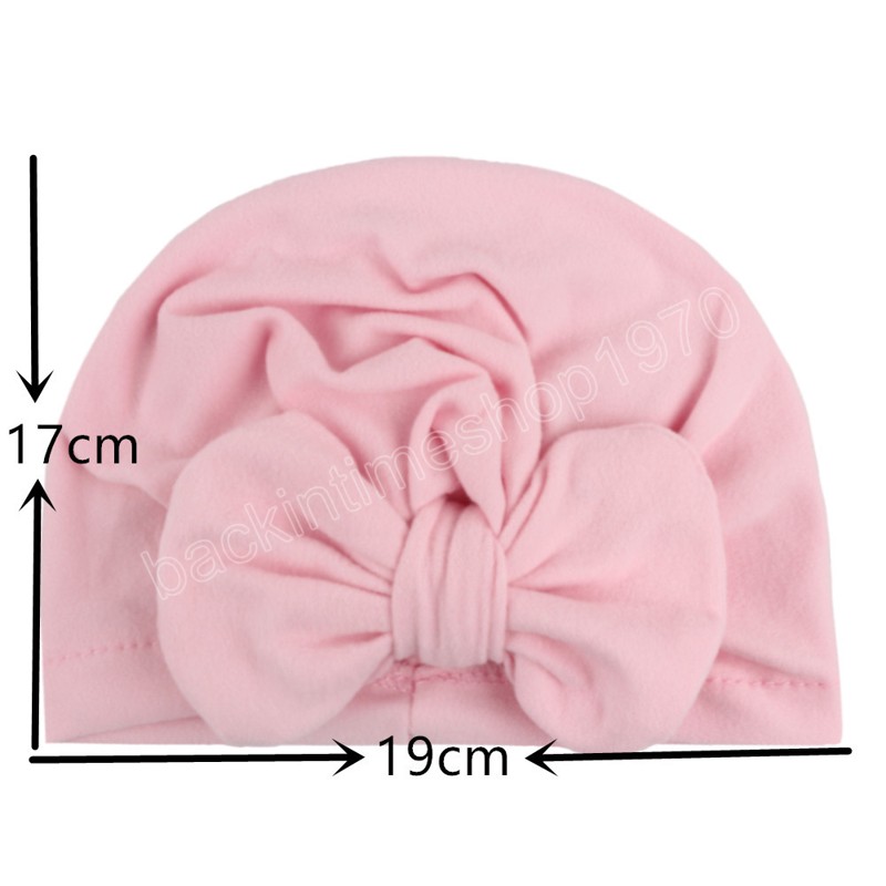 19x17 cm doux pour la peau bébé filles arcs casquettes couleur unie à la main nœud papillon enfant en bas âge chapeau enfants accessoires cadeau d'anniversaire