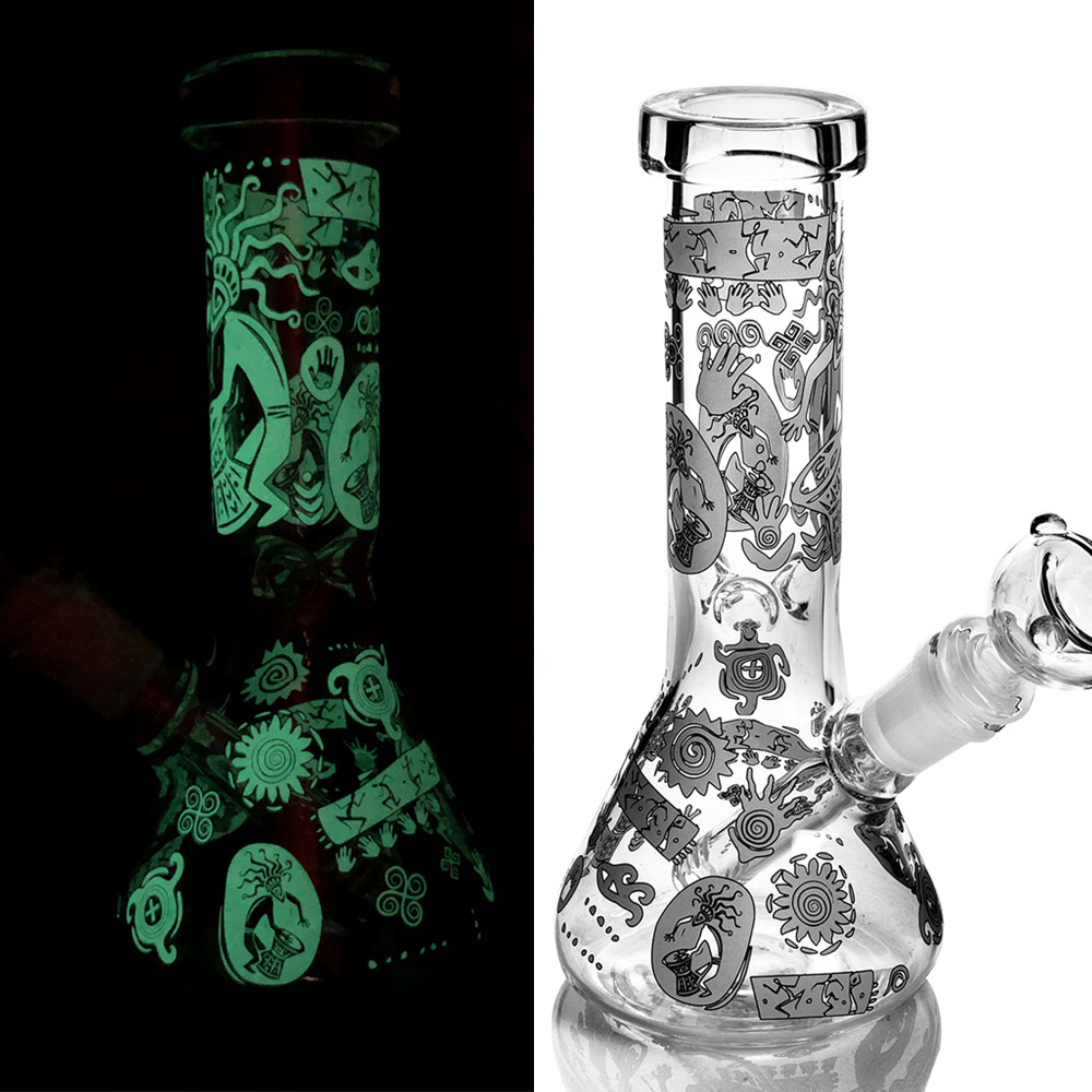 Brilho preto no copo escuro Bong 7.9 ''Tubos de água de vidro Downstem Unqiue Pintura Grosso Dab Rig Heady Bubblers Hookah Acessórios