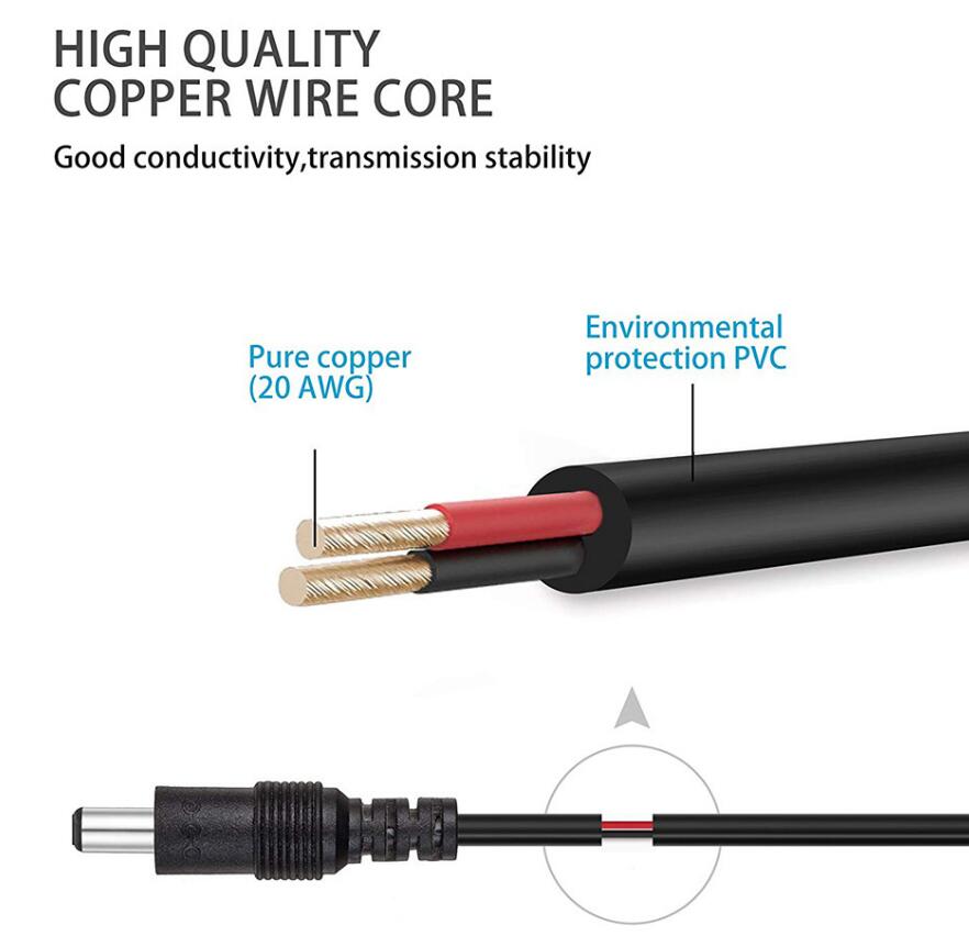 Удлинительная кабель DC 12V 5521 Мужчина -шнур женского питания 0,5 м 1 м 2 м 3 м. Разъем постоянного тока для камеры видеонаблюдения с помощью светодиодной полосы
