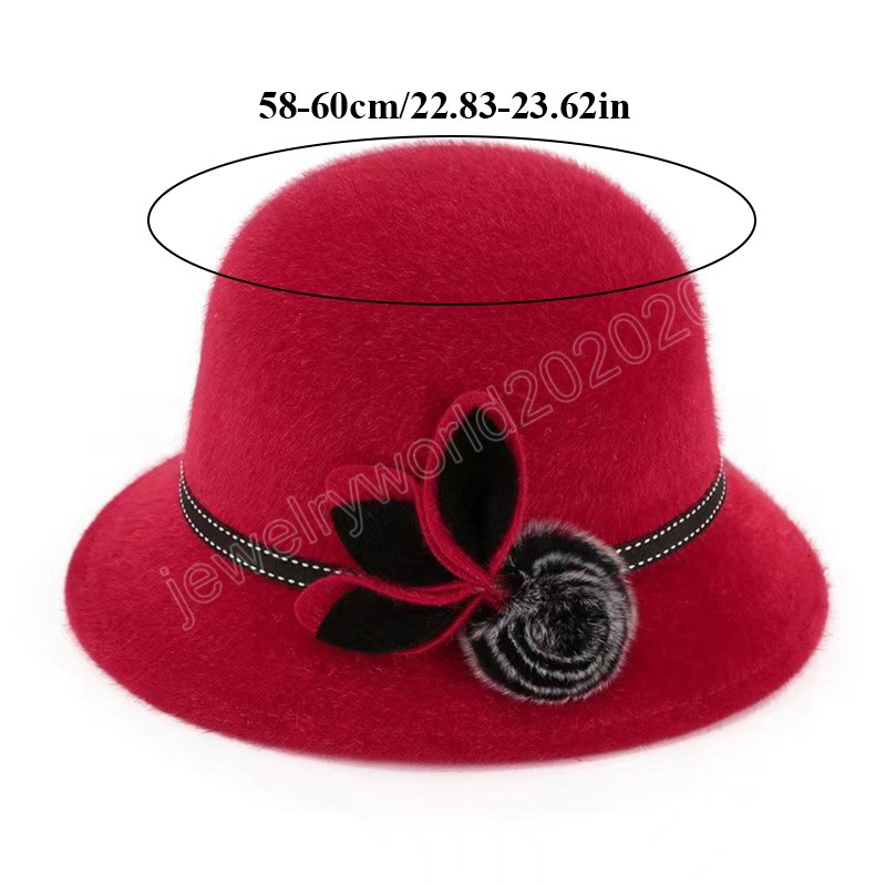 2023 Women Hats Wedding Church Elegant Vintage Bowknot Wool Ladies Hat Female Bow Bowler Flower Sun Hat Elegant Fedoras Cap