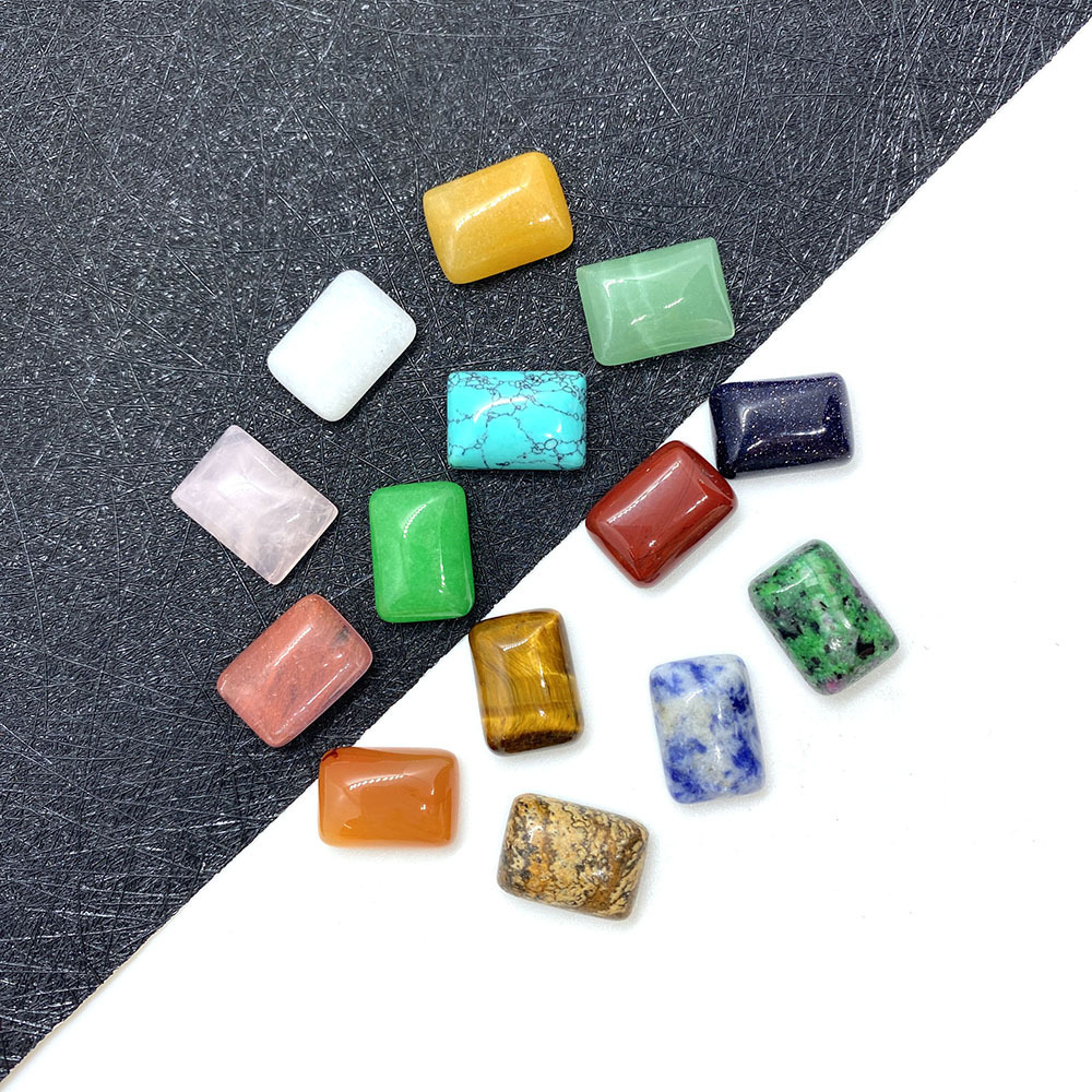 Natural Crystal Semi-precious Stone Beads Rectangle Face CABS & CUTTING Seven Chakras Stone Jewelry Accessory
