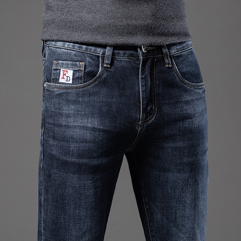 Новые ДЖИНСЫ брюки чинос брюки мужские брюки стрейч осень зима облегающие джинсы хлопчатобумажные брюки выстиранные прямые деловые повседневные KF9920