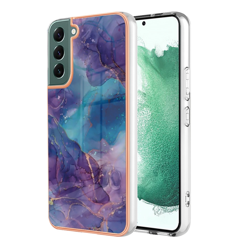 2.0MM Metallic TPU Marble Anti-Fall Cases For Samsung S23 Ultra Plus A14 5G A54 A13 4G A23 A73 A33 A53 S22 Soft Chromed Rock Stone Granite Quartz Shockproof Phone Cover