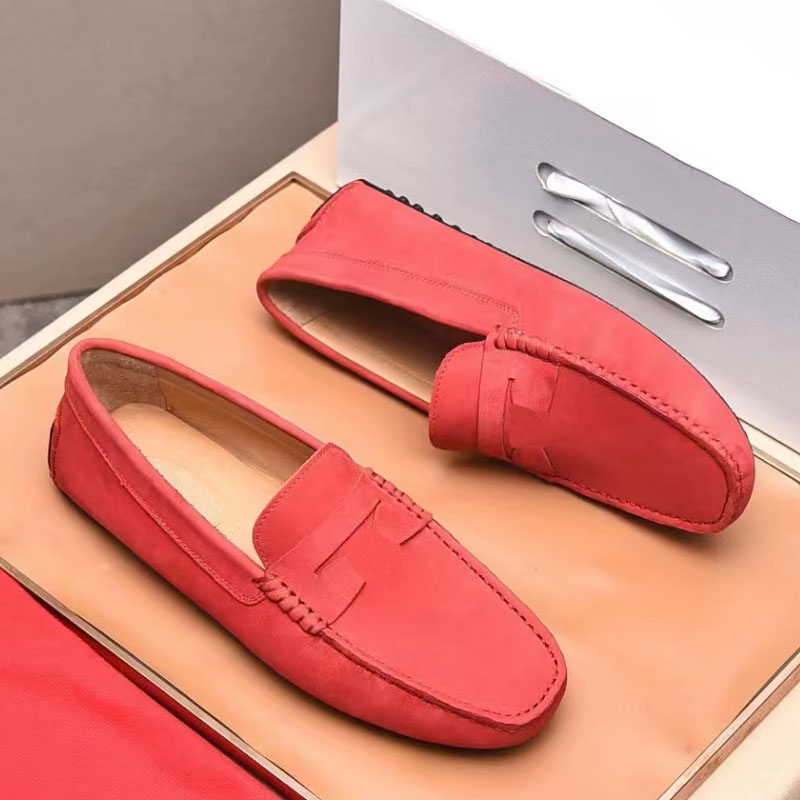 2022 Designer Herrloafers brittiska affärssandaler Luxury 100% läder lat beanie casual slip-on set fotskor vår mode runda huvudet andningsbara sko storlekar 38-45