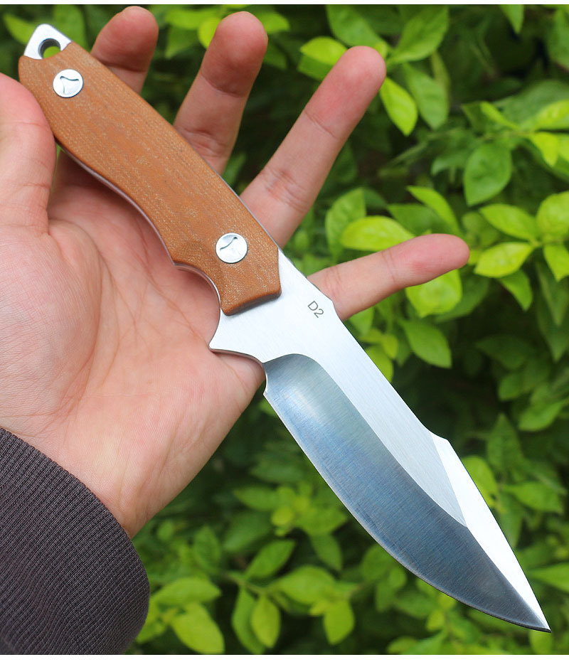 Flera ändamål Överlevnad Fixad Blade Knife D2 Satin Blade G10 Handle Outdoor Camping Hunting Straight Knives