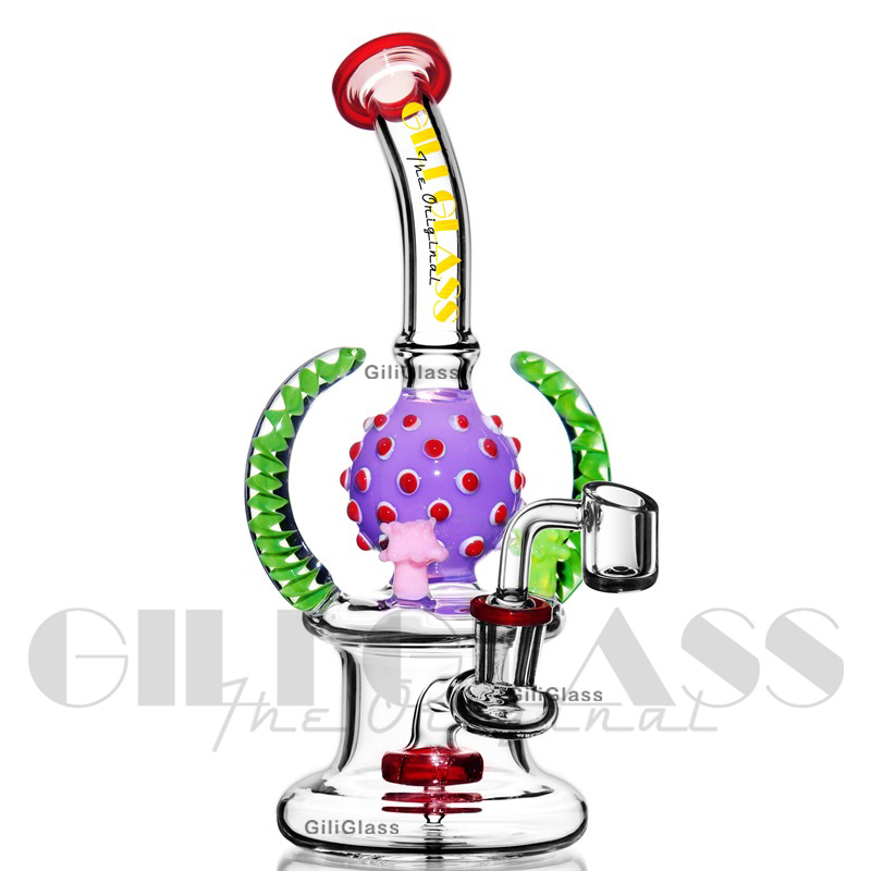 9 polegadas Hookah EUA chifres de vidro Dab Rig Bong Bong fumando Bubblers Bongus Bongs Oil Plates com Banger e Banger de quartzo de 14 mm