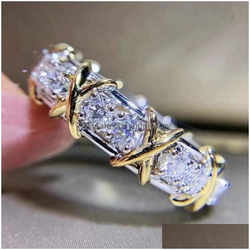 Cluster Rings New Blue Pouch 925 Sier Couple Designer Ring Luxury Women Men Band Love Please Return To Lover Heart Anillos Wedding R Dhxga