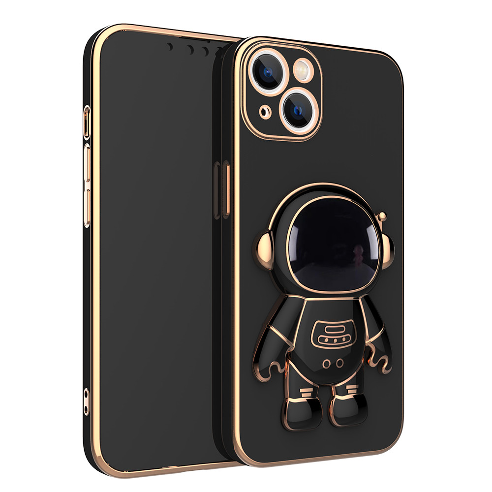 Phone Stand Cases 6D Plating Astronaut Hidden Standing Holders for IPhone 14 13 12 pro max Universal Foldable Cellphone Mount Finger Phone Holder Bracket