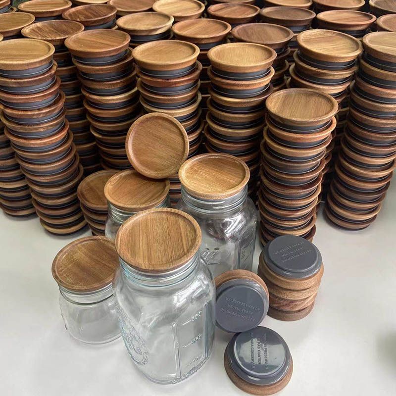Natuurlijk houten drank Drinkware deksel 70 mm 90 mm Milieu vriendelijke ronde fles dop pot pot Jar bamboe deksels c1201