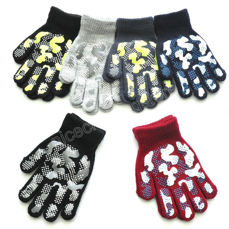 Camouflage Muster Kinder Winter Warme Gestrickte Handschuhe Für 5-11 jahre Kind Handschuhe Radfahren Outdoor Sport Nicht-slip Geschenke