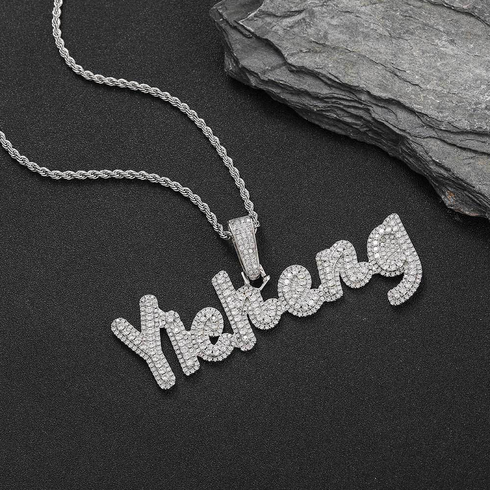 TopBling Collana con ciondolo con nome personalizzato 26 lettere Hip Hop, gioielli placcati in oro reale 18k284R