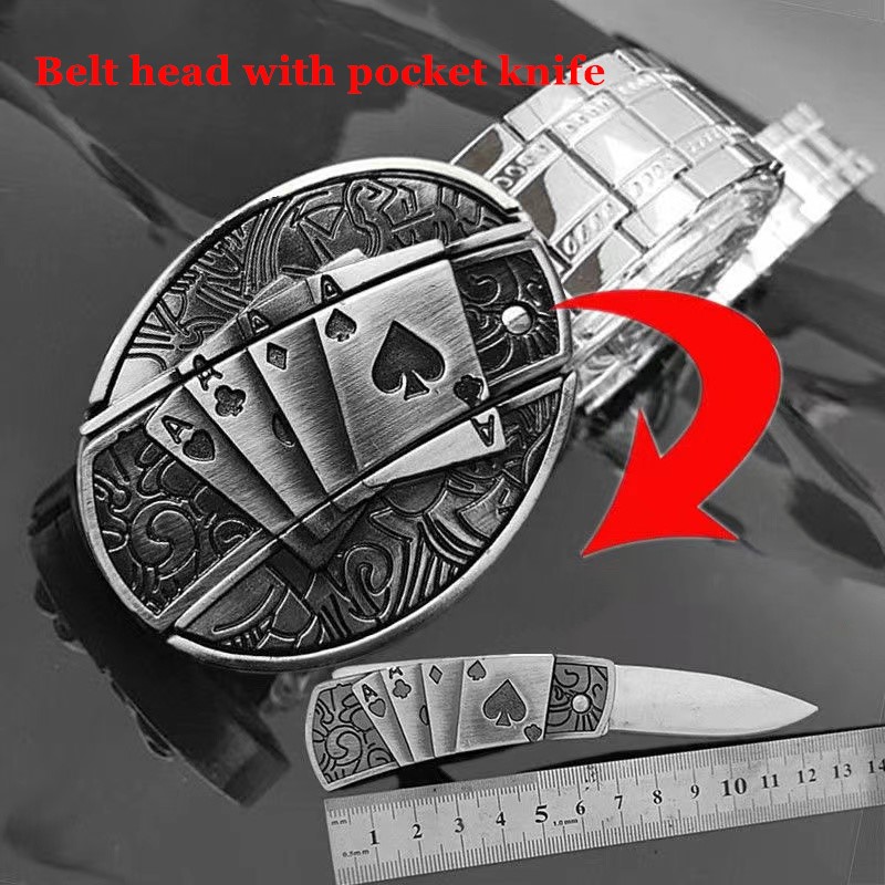 Other Knife Accessories Factory direct selling personality belt fashion trendy male punk nightclub-belt knife men's belt outdoor self-defense