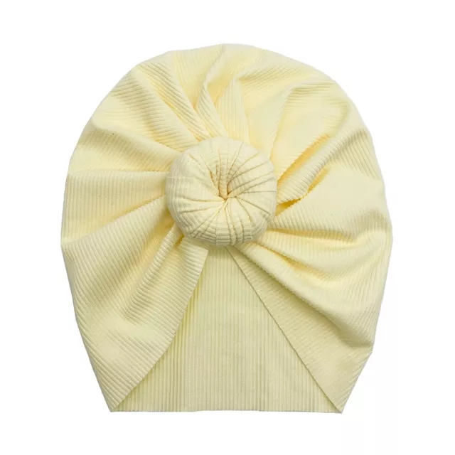 女の女の子のためのソリッドカラーノット帽子beanie bow headbandインディアンターバンボンネットヘッドアクセサリーキッズヒジャーブキャップ