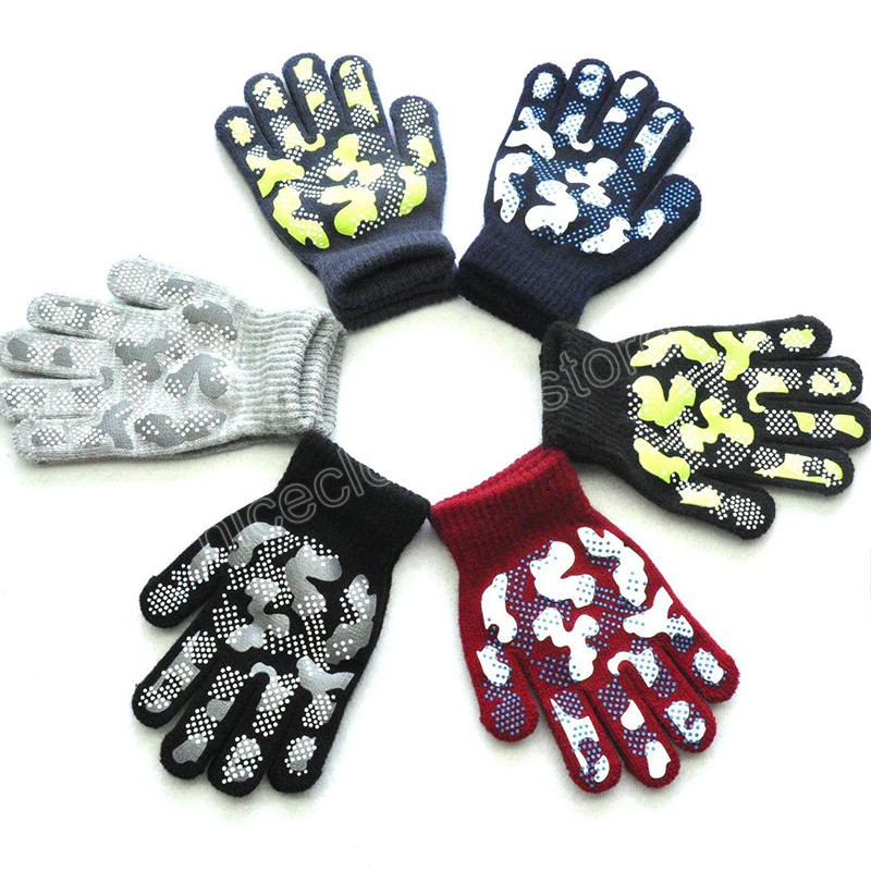 Camouflage Muster Kinder Winter Warme Gestrickte Handschuhe Für 5-11 jahre Kind Handschuhe Radfahren Outdoor Sport Nicht-slip Geschenke