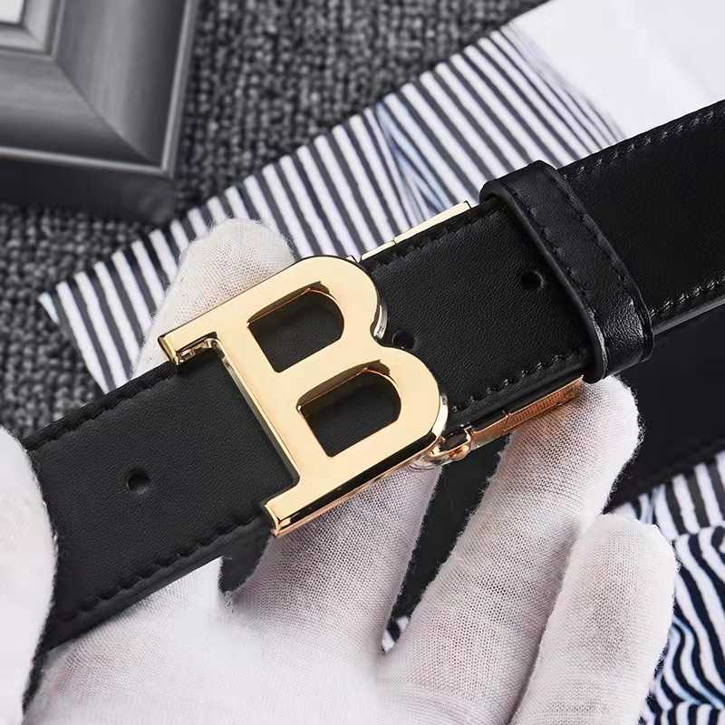 High-Quality Letter B Smooth Buckle Business Casual Belt Men Genuine Leather Belt 3 3CM Designer Brand Jeans Youth Belts Whole269D