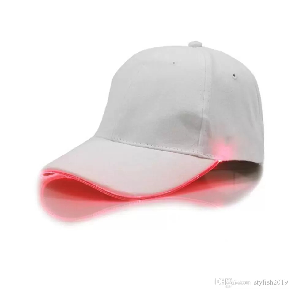 Casquette de baseball à LED coton noir blanc brillant casquettes à billes lumineuses à LED brillent dans l'obscurité réglable Snapback chapeaux chapeau de fête lumineux WCW183