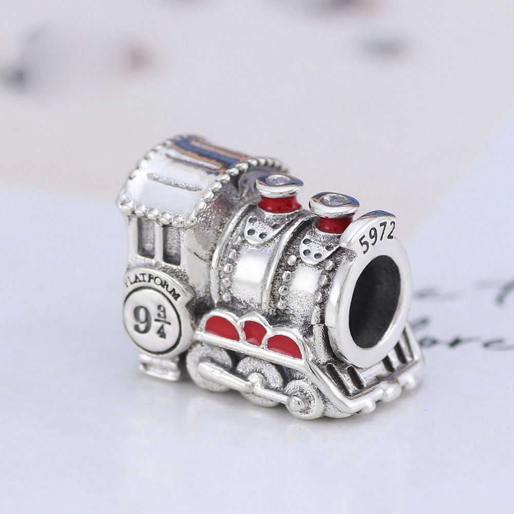 925 Sterling Silver Bead Fits European Pandora Style Jewelry Charm Armband-School Character Collection Express Train