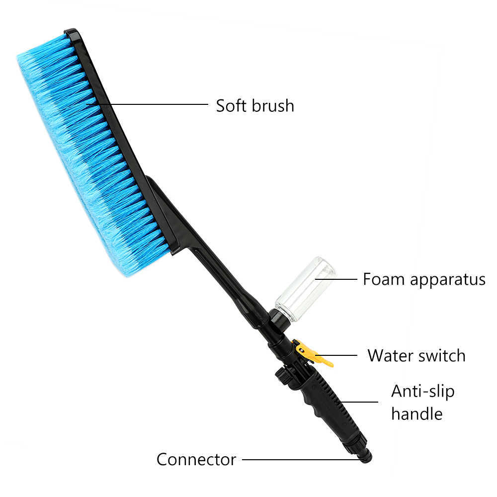 K Desigh Long Handle Car Wash Brush Foam Bottle Water Flow Switch Auto Window Cleaner Care Cleaning Tool Car-styling
