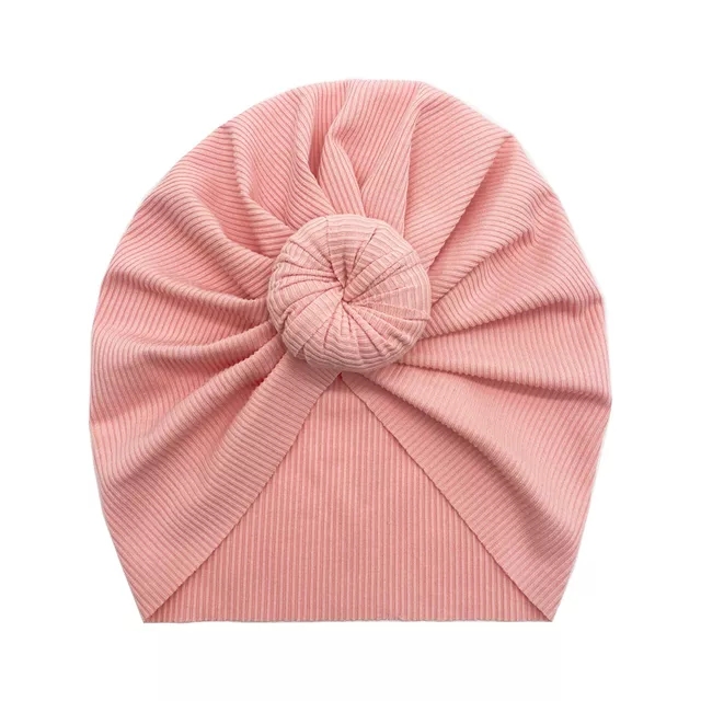 女の女の子のためのソリッドカラーノット帽子beanie bow headbandインディアンターバンボンネットヘッドアクセサリーキッズヒジャーブキャップ