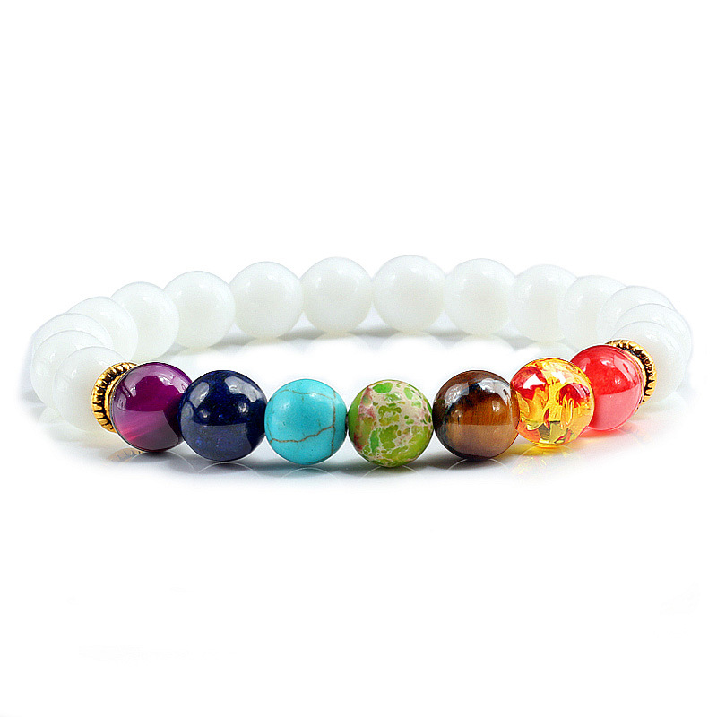 Braccialetto di perline di pietra naturale Braccialetto multicolore 7 Chakra Healing Balance Beads Bracciale le donne Reiki Preghiera Yoga Gioielli da polso