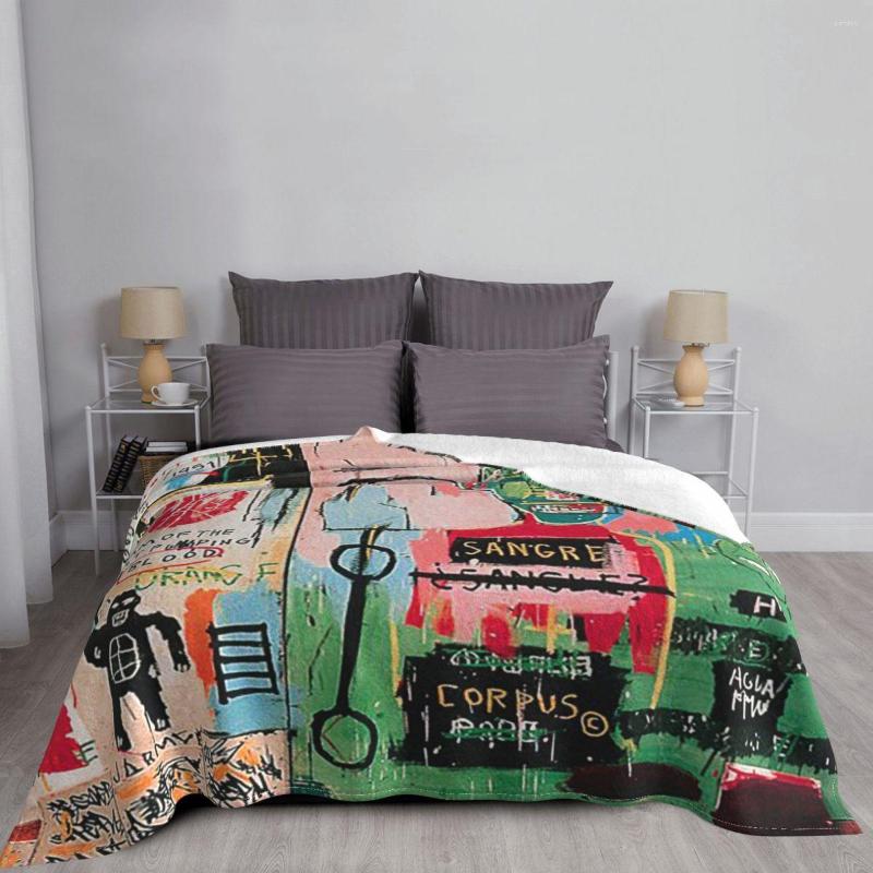 Couvertures Basquiat Célèbre Graffiti Couverture Flanelle Toutes Saisons Multi-fonction Doux Jeter Pour Literie Canapé Quilt223c