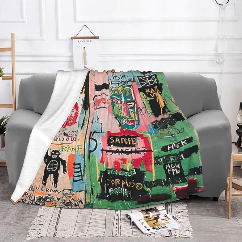 Coperte Basquiat Famoso Graffiti Coperta di flanella tutte le stagioni Tiro morbido multifunzionale biancheria da letto Divano Quilt223c