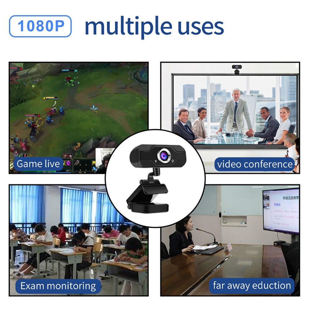 HD 1080P Webcam mit Mikrofon USB Treiberfreie Computerkamera für Live-Übertragung, Videoanrufe, Konferenzarbeit für PC Laptop