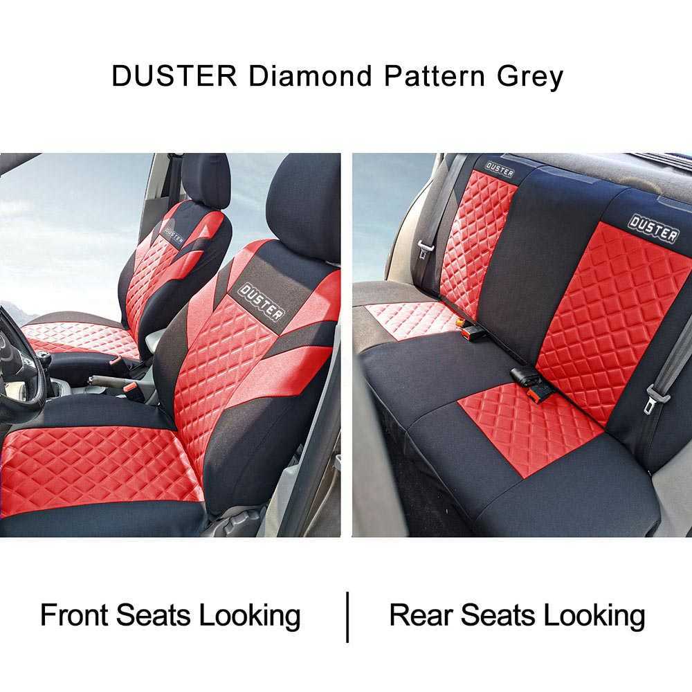 Universal Duster Printing Car Seat Cover Full Set Diamond Pattern Embossed and 2 Front Seats Interior Accessories
