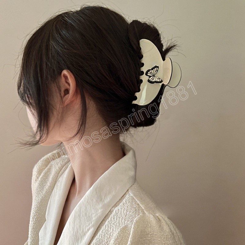 Pinzas para el pelo de moda coreana, pinzas para el pelo de mariposa con temperamento blanco leche, accesorios elegantes para el cabello con diadema Vintage