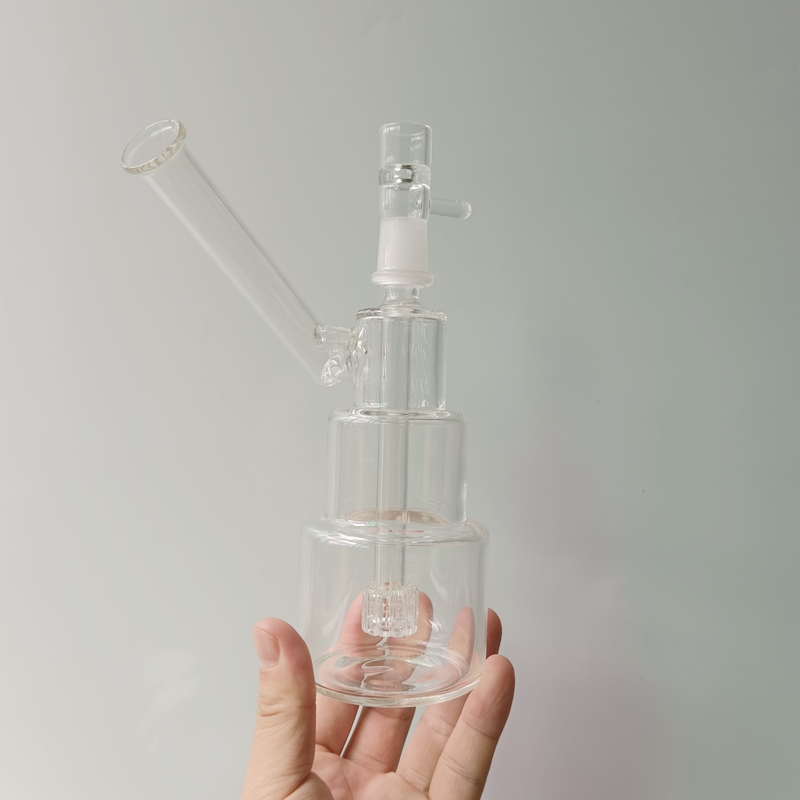 Waterpijpen van helder glas Drielaags Dab Rig Shisha Water Bubbler met Tire Perc-pijpen