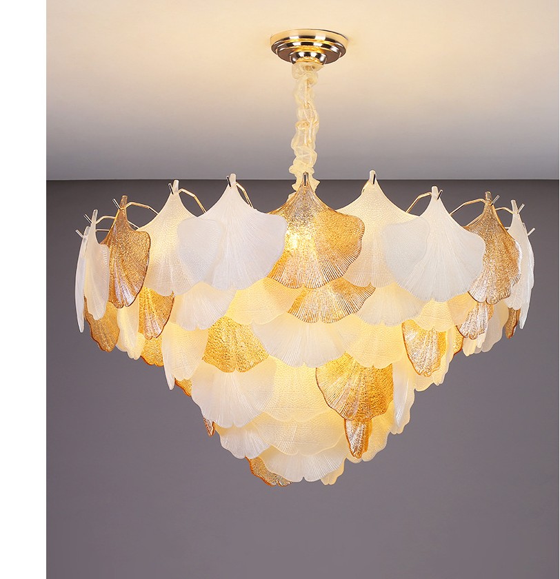 L￡mpara de estar de la sala de estar French Light Luxury Crystal Chandelier Nordic Light Hall Art Creative Design Shell