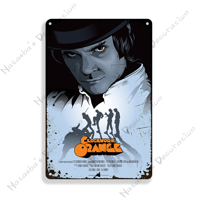 A Clockwork Orange Classic Movie Metal Painting Poster Rusty Cafe Home Bar Club Wall Tin Sign Vintage Metal Signs Old Decorative Plate Plaque Man Cave 20cmx30cm Woo