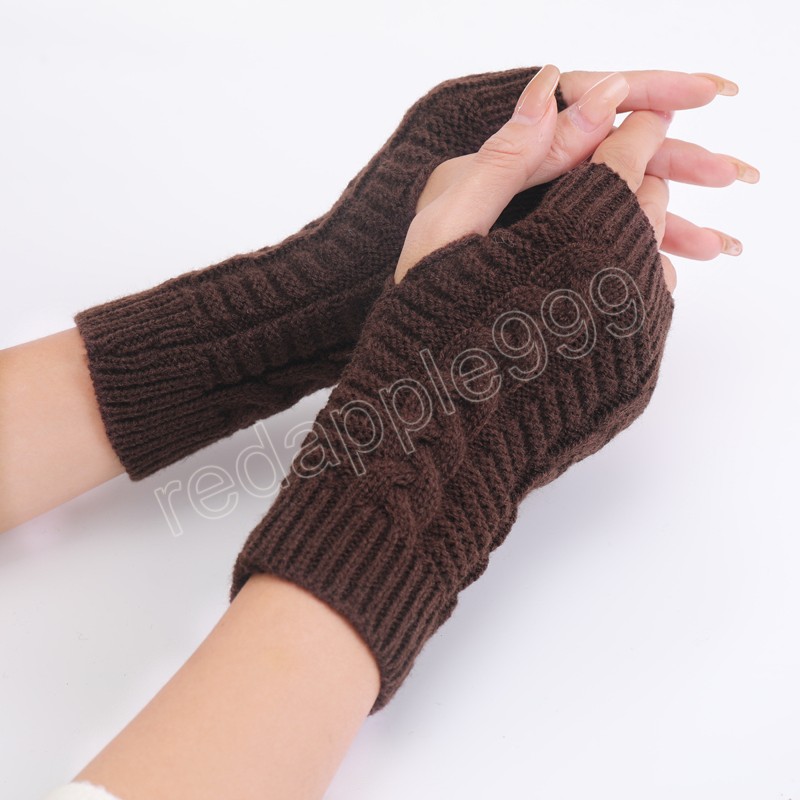 Gants sans doigts à tricoter femmes demi-doigts gants chauffe-bras manches tissage gant hiver accessoires de mode en plein air 20 cm