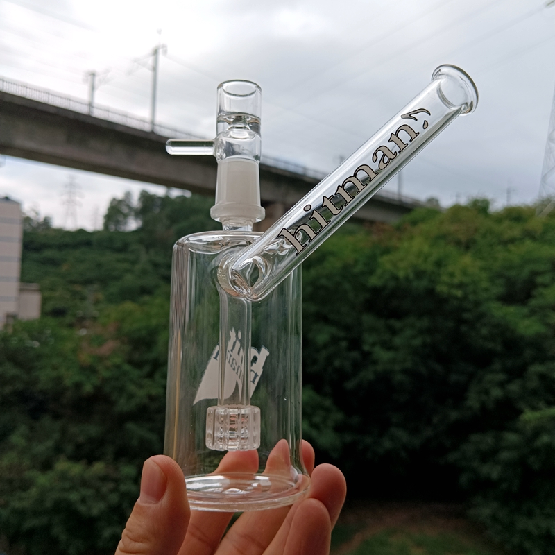 Mini Hitman Clear Glass Water Bong Narghilè Heady Oil Dab Rig Recycler 14mm Tubi di fumo