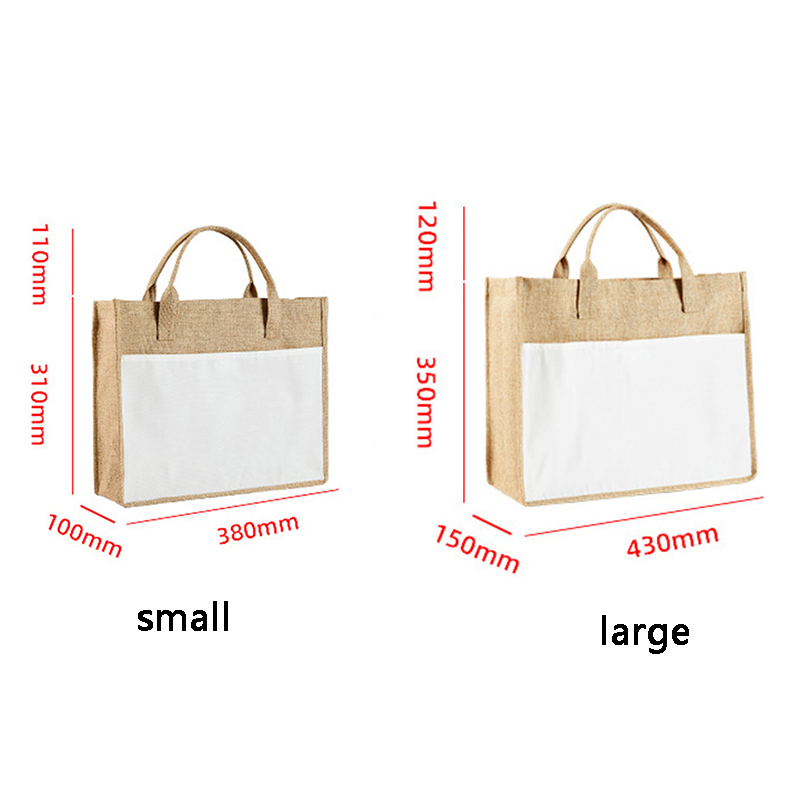 Sublimation Tote Bags with Handles Heat Transfer Linen Grocery Bag Reusable Eco-Friendly Beach Shopping Handbag for Party Wedding Storage Home Supplies