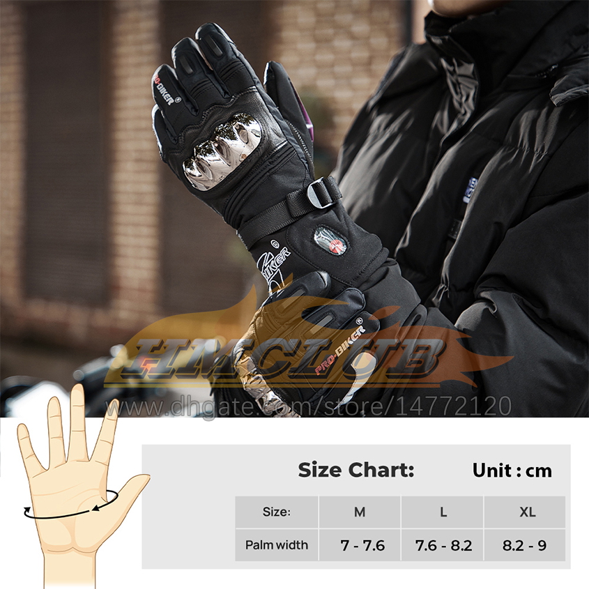 ST614 Heated Motorcycle Gloves Winter Warm Moto Heated Gloves Men Women Waterproof Snowmobile Electric Heating Thermal Touch Screen